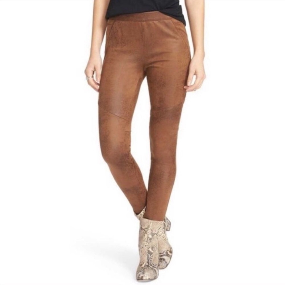 Free People Suede-Look Leggings in Chestnut Brown